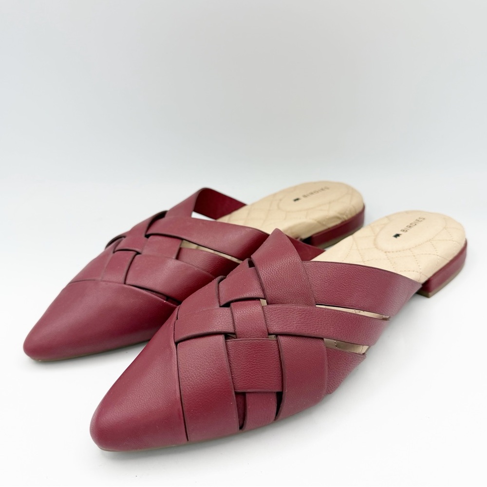 Birdies The Dove Slide Mules Flats in Rhubarb Burgundy Size 7.5
